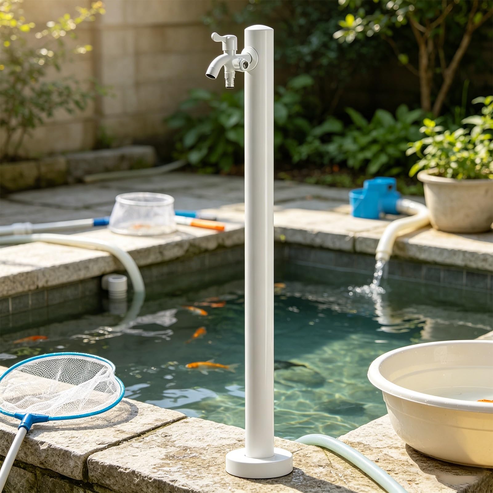 Lonmrrton B Garden Water Fountain Column, 304 Stainless Steel Standing Tap Vertical Outdoor Yard Hydrant For Farm Pasture Ackyard Irrigation Washing, Side/Lower Inlet(,Height: 95Cm/37.4In)