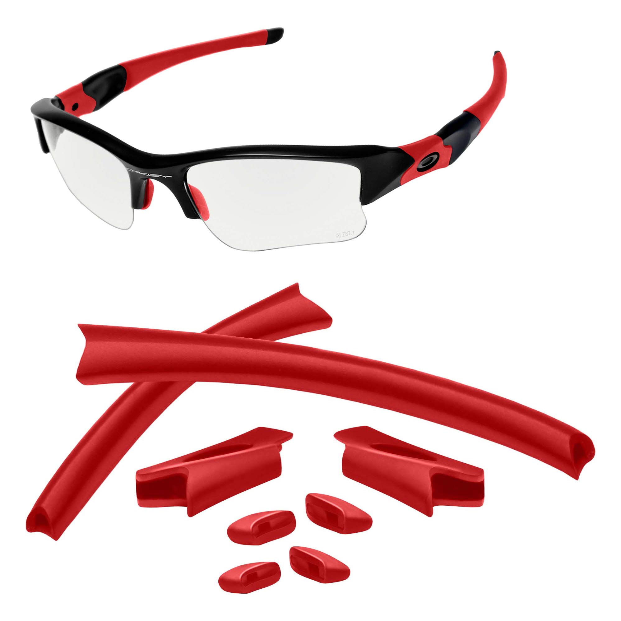 AOZAN Replacement Earsocks & Nose Pads For Oakley Flak Jacket/Flak Jacket XLJ Sunglasses - Red