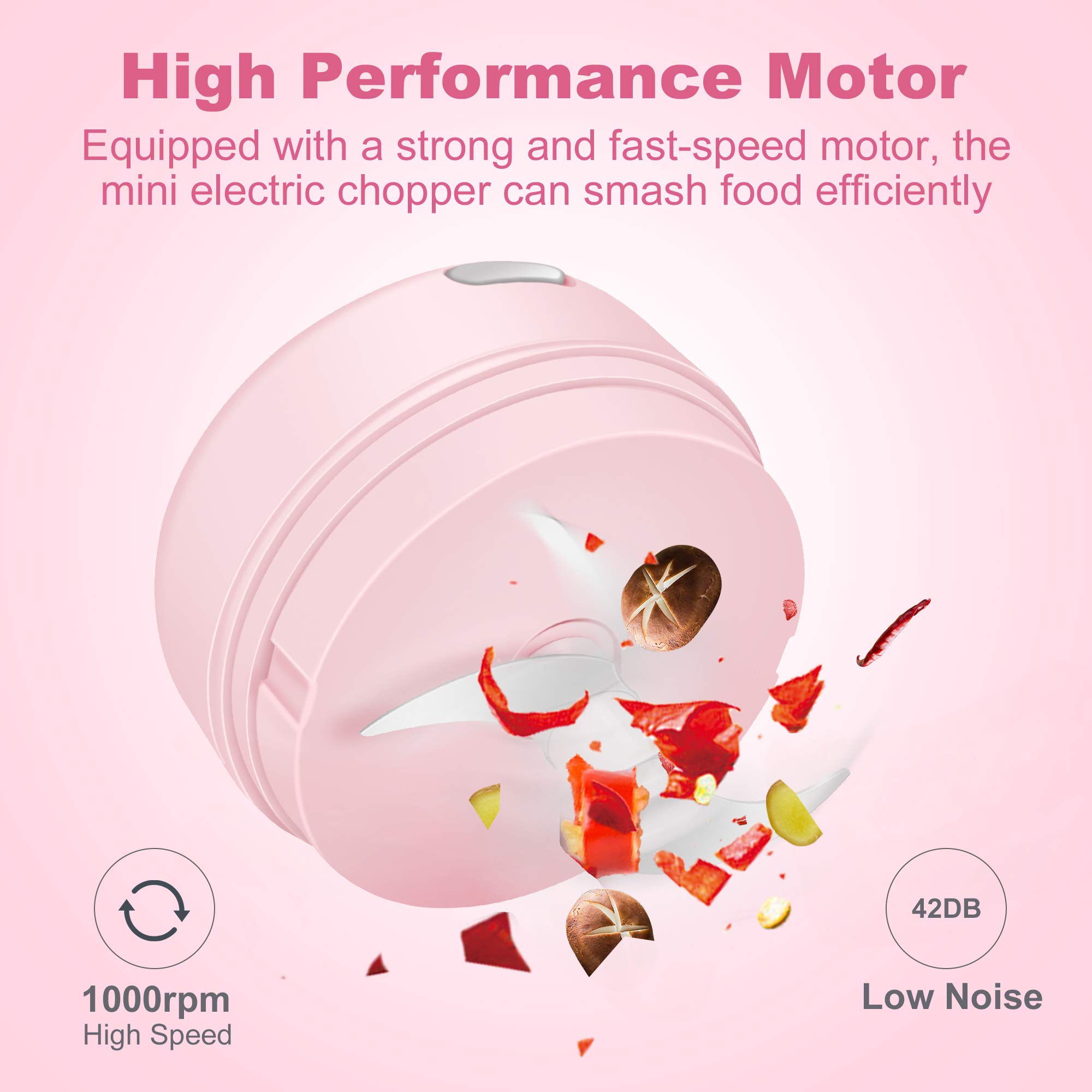 DAHOKO - Mini picador de ajo eléctrico inalámbrico de 100 ml] Mini picador eléctrico con cuchara