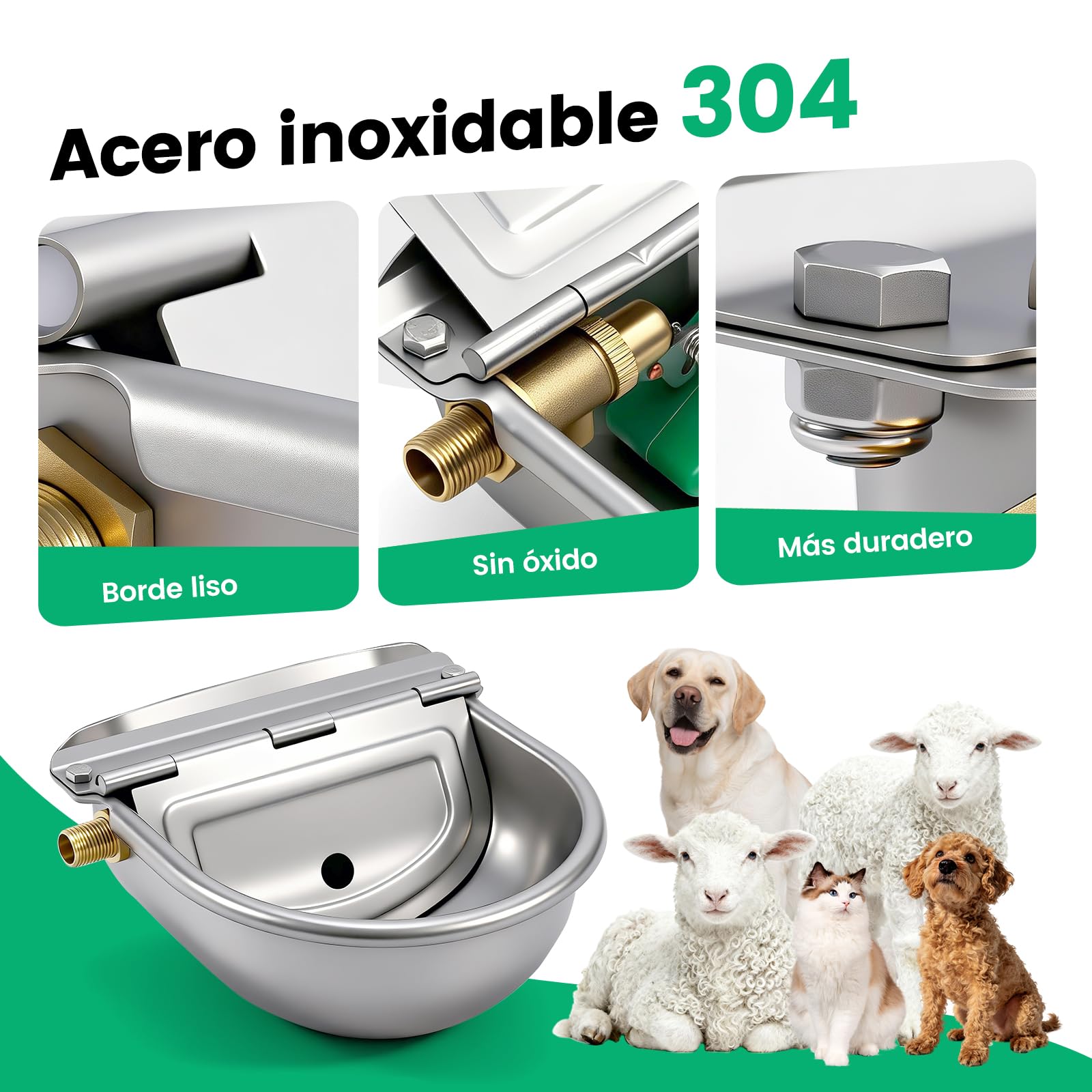 Bebedero Automatico con Valvula Flotador,Acero Inoxidable Bebedero Ganadero,Bebedero Caballos & Vacas Automatico,Bebedero para Ovejas Exterior,Bebedero Automatico para Ganado para Animales