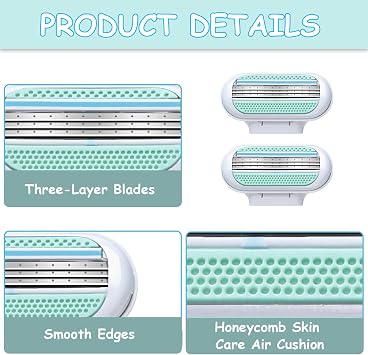 12 PCS Women Razor Blade Refills, 3-Layer Blade, Smooth Pivot Glide