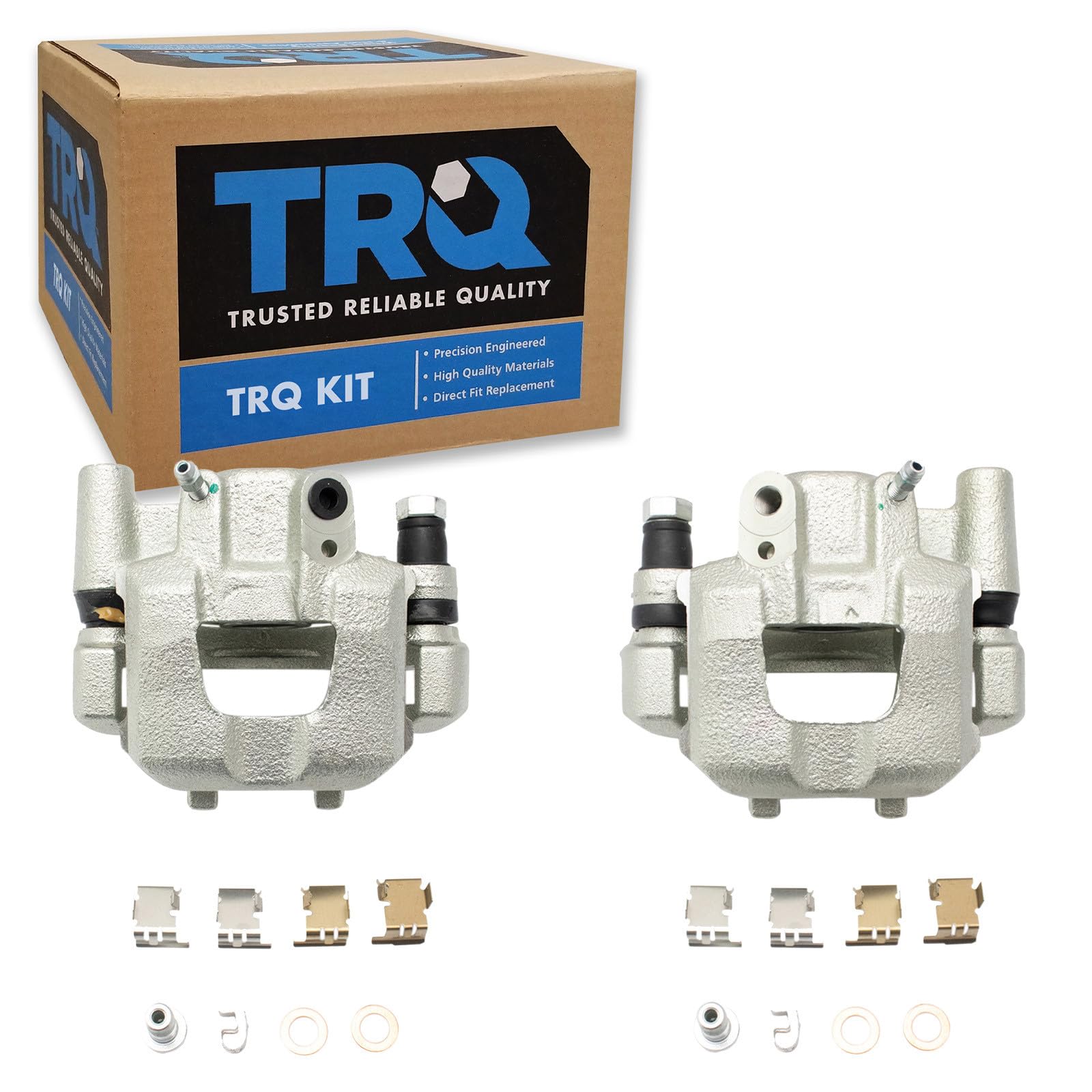 TRQ Rear Brake Caliper Set Brackets Hardware Zinc Coated