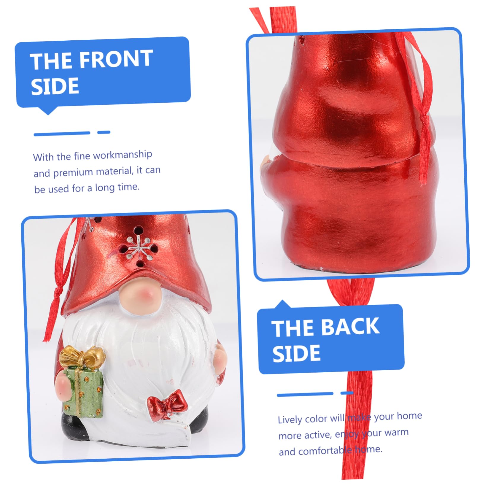 IMIKEYA 4 Stück Dekorative Lichter weihnachtsdeko für den einzug weinachtsgeschenk beleuchtete Gnomenstatue Weihnachtsfeierdekorationen Weihnachtszwerg Keramikornamente rot