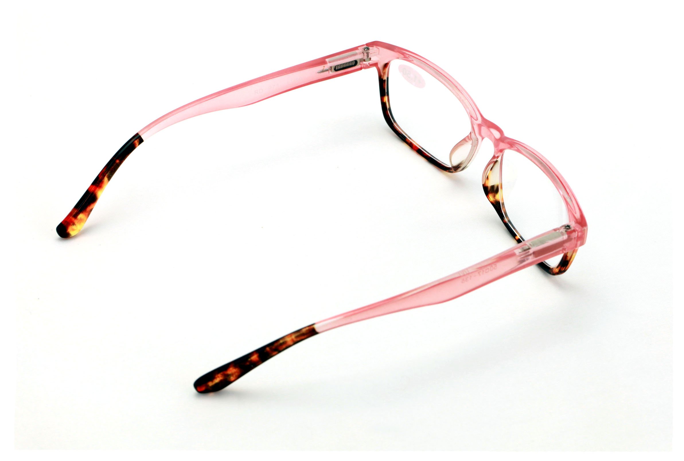 V.W.E. 2 Paare Von Klassischen Rechteck-Lesern Mit Federscharnieren Halb Durchscheinend Schildkröte Lesebrille (Pink, 1,50)