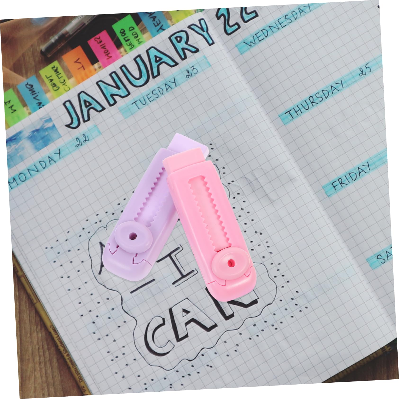 VILLCASE 5 Ensembles Gomme Télescopique Gomme À Effacer Marqueurs Stylos Gel Effaçables Essuyer Gomme Pétrie Gommes À Crayons Surligneurs Rétractable Petites Gommes D'école 8 Pièces X 5
