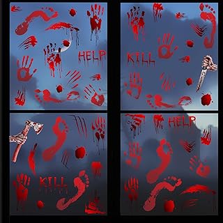 ANHUIB Sticker Muraux Halloween,Autocollants de Halloween Empreinte Main Sanglante,Décoration de Halloween pour Fenêtre Maisons Hantées Salle de Bains Miroir Plancher,Autocollant Mural Halloween Décor