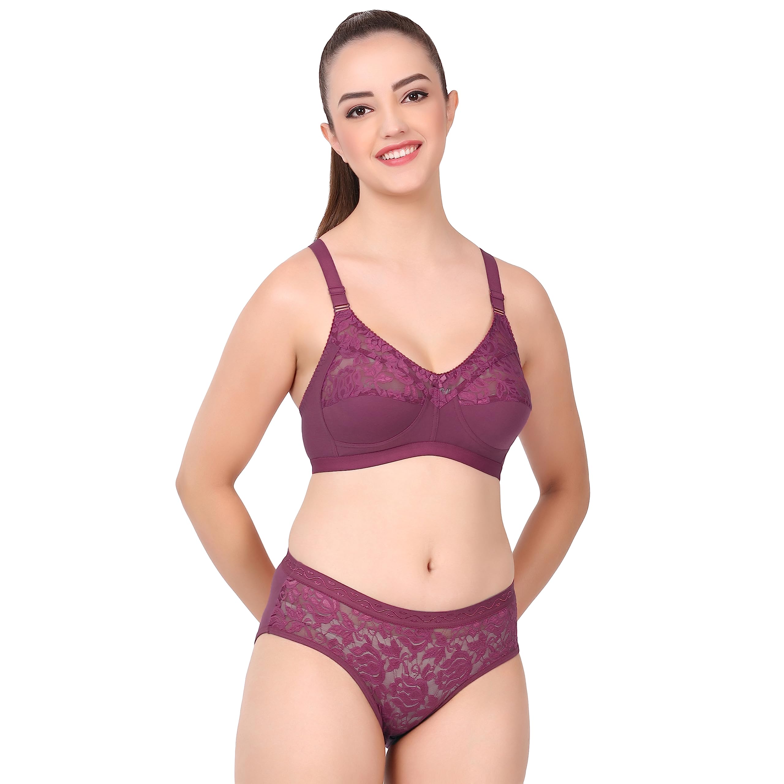 layeba Women Full Coverage Non Padded Lingerie Set-picture-33