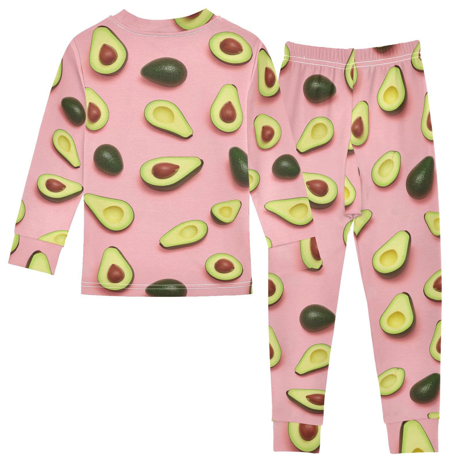 SPRIPORT Avocado Green Fruit Soft Comfy Pajama Set Cotton Long Sleeve Top and Pants Sleepwear 2 Piece Pjs Set 3T