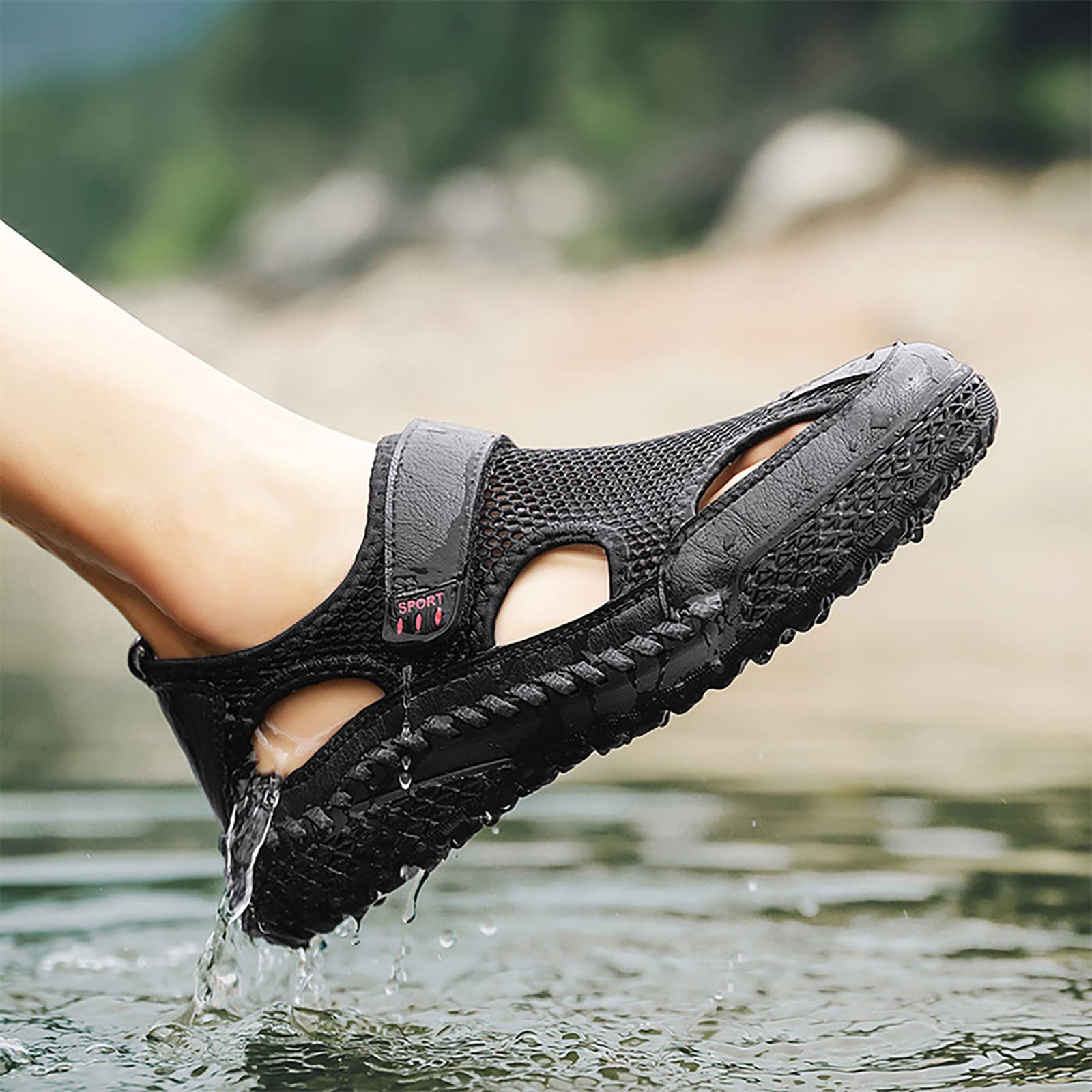 Sandali Uomo Estivi Trekking, Sandalo Uomo Estivo In Pelle, Sandali Estate Traspirante Tendenza Versatile Scarpe Spiaggia Grandi Fatte A Mano All'Aperto A Rete Sandal Sandalo Sandals Men Sandalias