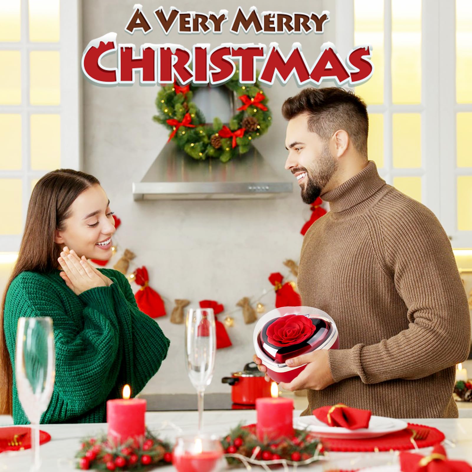 goldmiky Rosa Eterna con Collana, Rosa Stabilizzata Rossa Cofanetto,Fiori Eterni con Collana Cuori Regalo, per Idea Regalo Donne la Moglie a Natale,San Valentino,Festa della Mamma