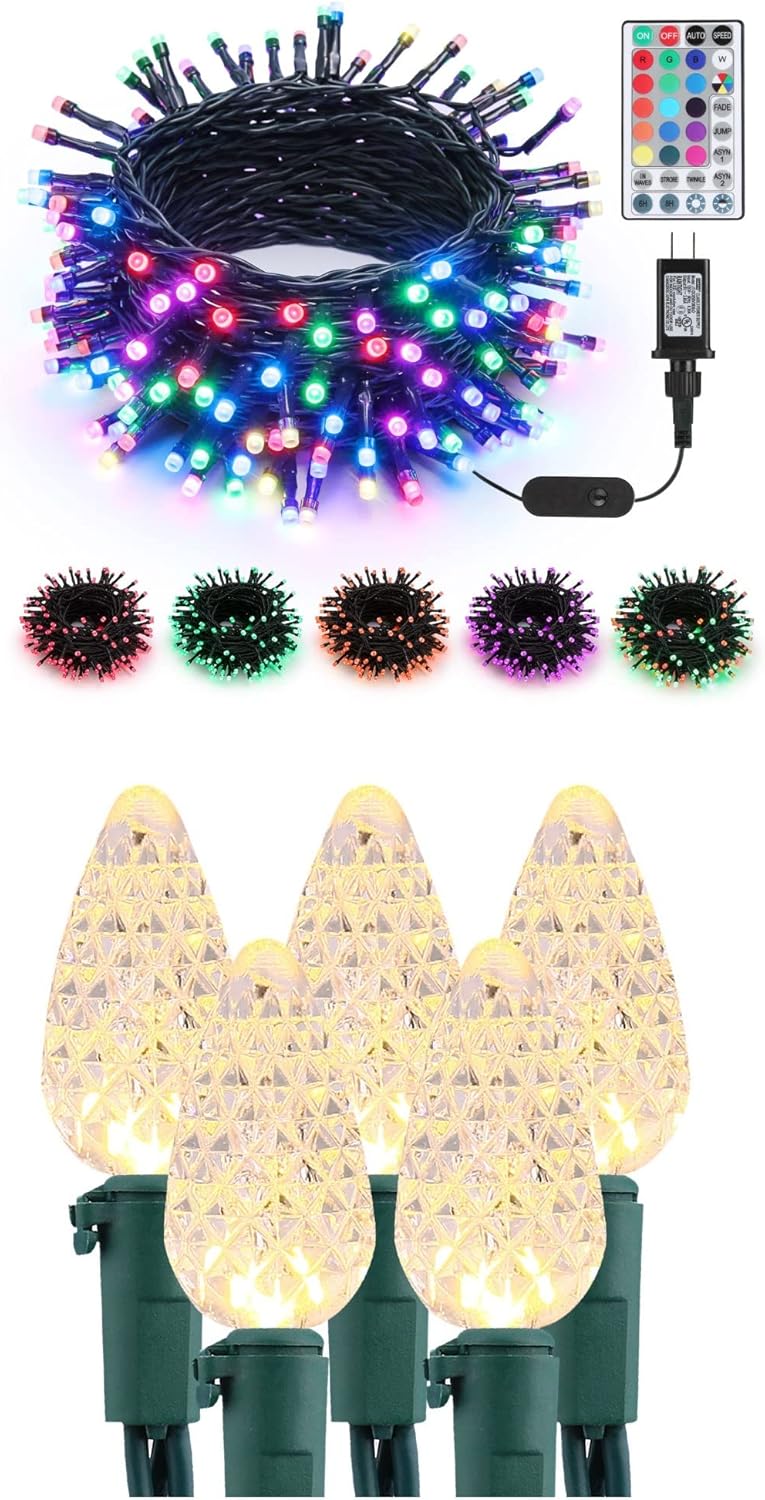 Brizled 200 LED RGB Color Changing Christmas String Lights + 100 LED C5