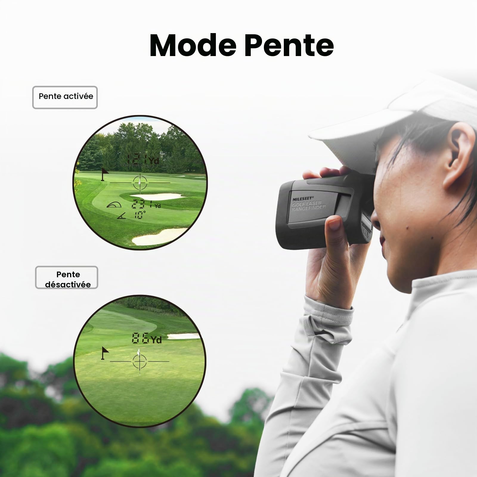 MiLESEEY Télémètre avec Slope on/Off, 1000M Télémètre Laser de Golf avec Flag-Lock, légal pour Les compétitions, précision ±0,5M, grossissement 6X pour Le Golf et la randonnée