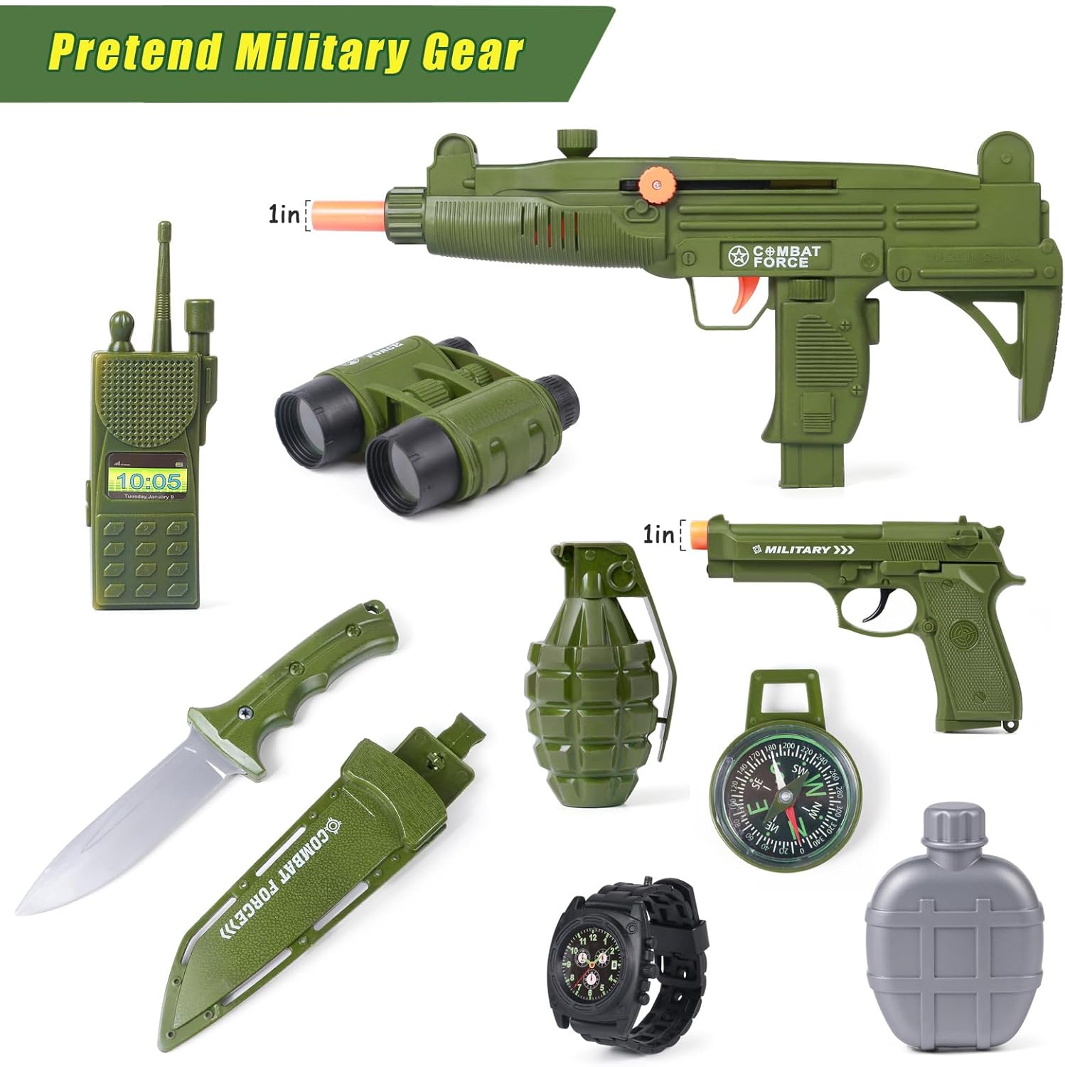 Tacobear Soldier Military Costume for Kids Boys Ages 3-9 Halloween Dress Up Role Play Set with Toy Accessories