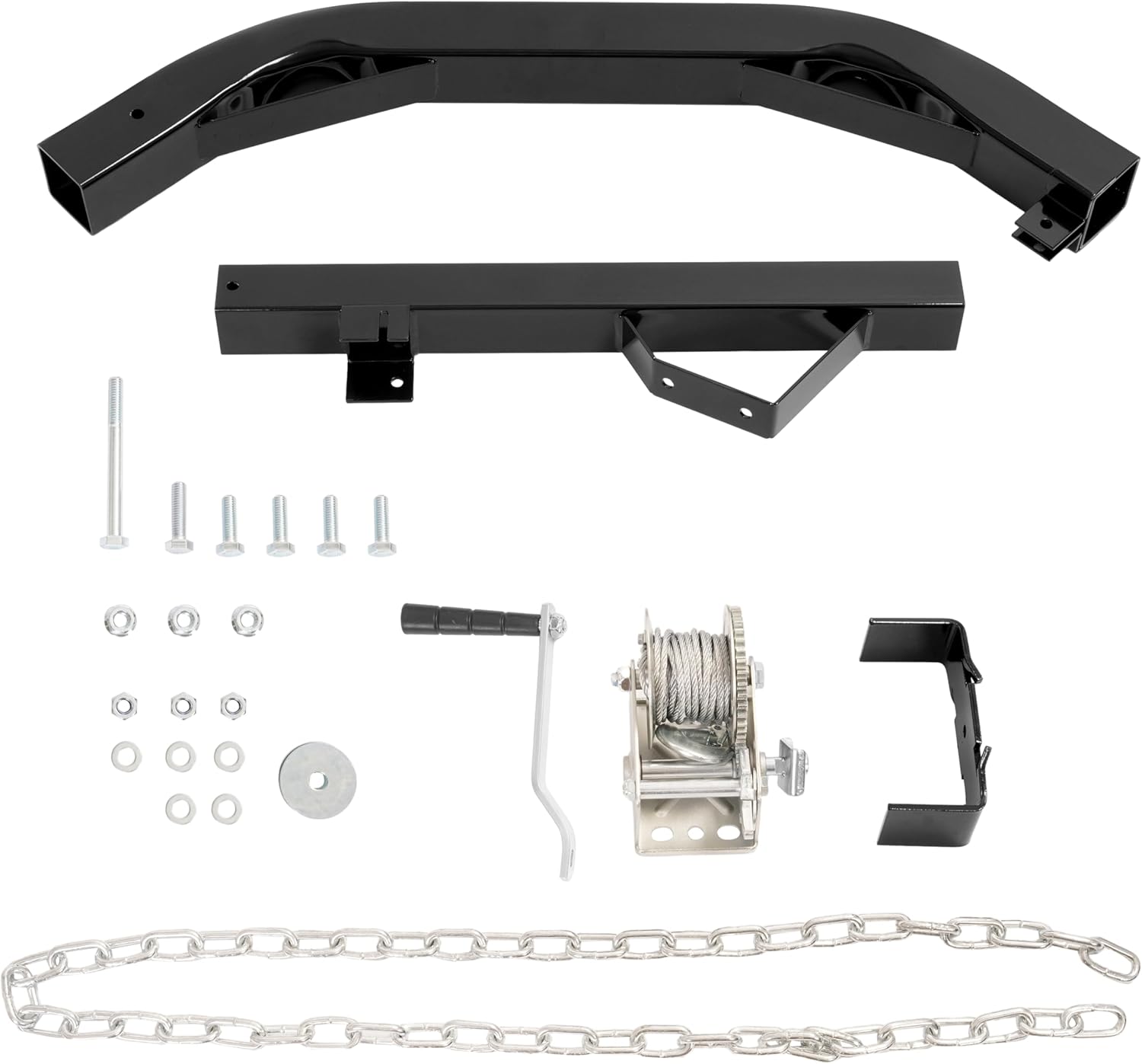 HECASA Tree Mounted Deer Hoist for Hunting Game 500 LBS Hand Winch Lift w/Steel Chain Heavy Duty Steel Deer Hanger for Skinning and Field Dressing Preys Hanging Hoist Powder Coated Black