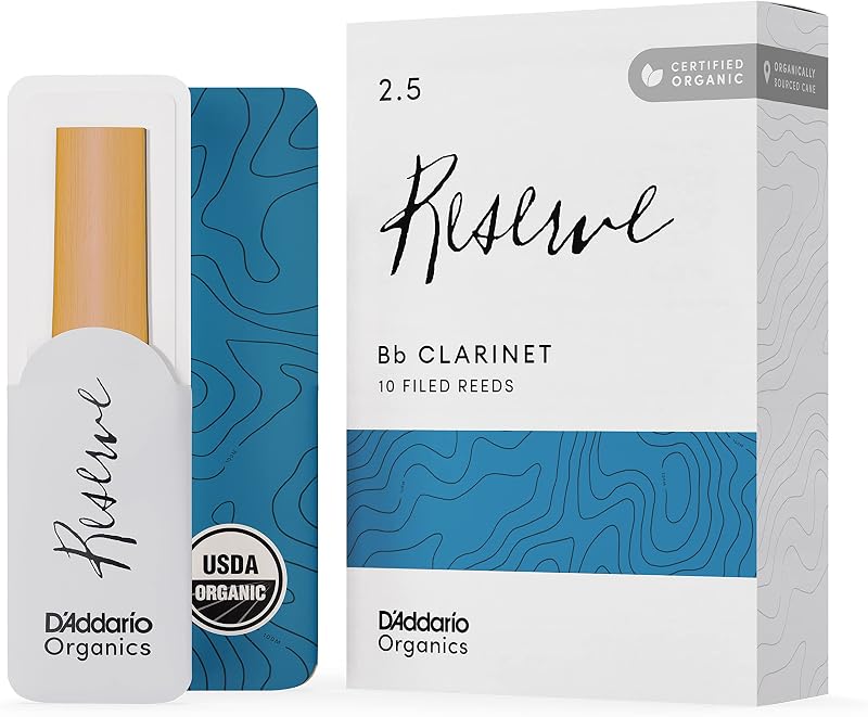 D'Addario Organic Reserve Bb Clarinet Reeds Strength 2.5, 10-Pack | Organic Reserve Bb clarinet reeds deliver refined tone, precise response, consistent strength and reliable performance.