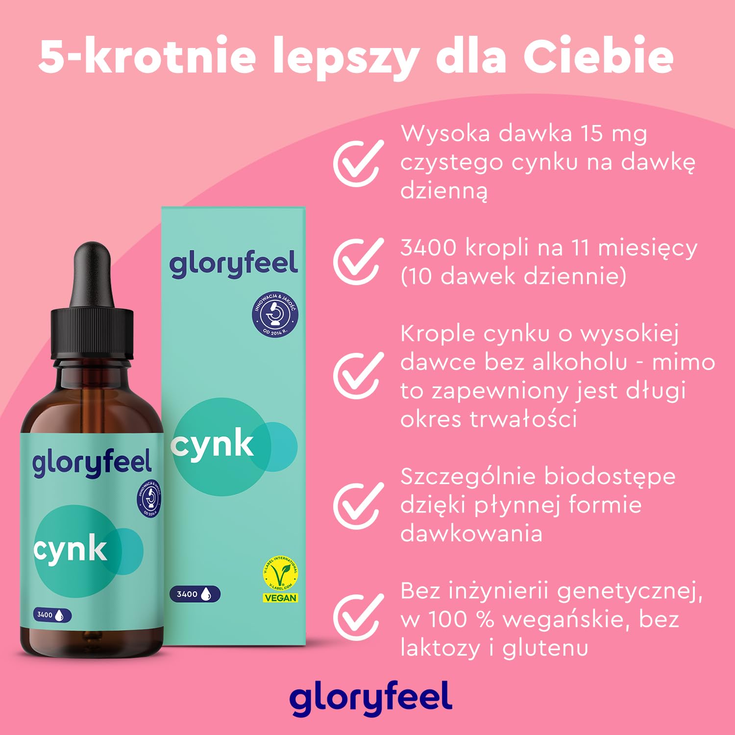 Krople cynku - 100ml (3400 kropli) - Premium: siarczan cynku w płynie (cynk jonowy) - Bezalkoholowy i wegański - Jakość marki przetestowana laboratoryjnie, wyprodukowane w Niemczech