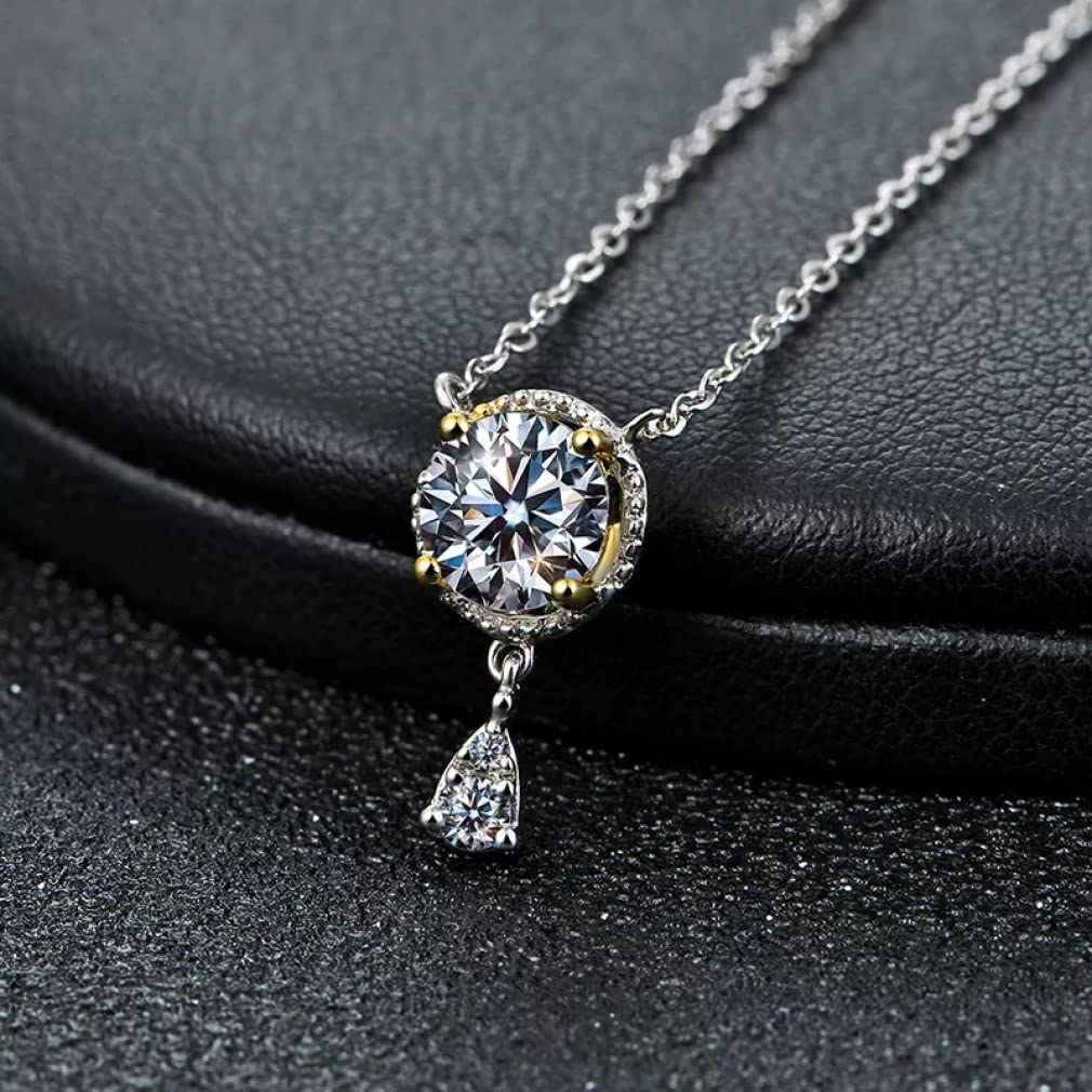 Pendentif moissanite 1ct argent 925 bijoux femme collier solitaire