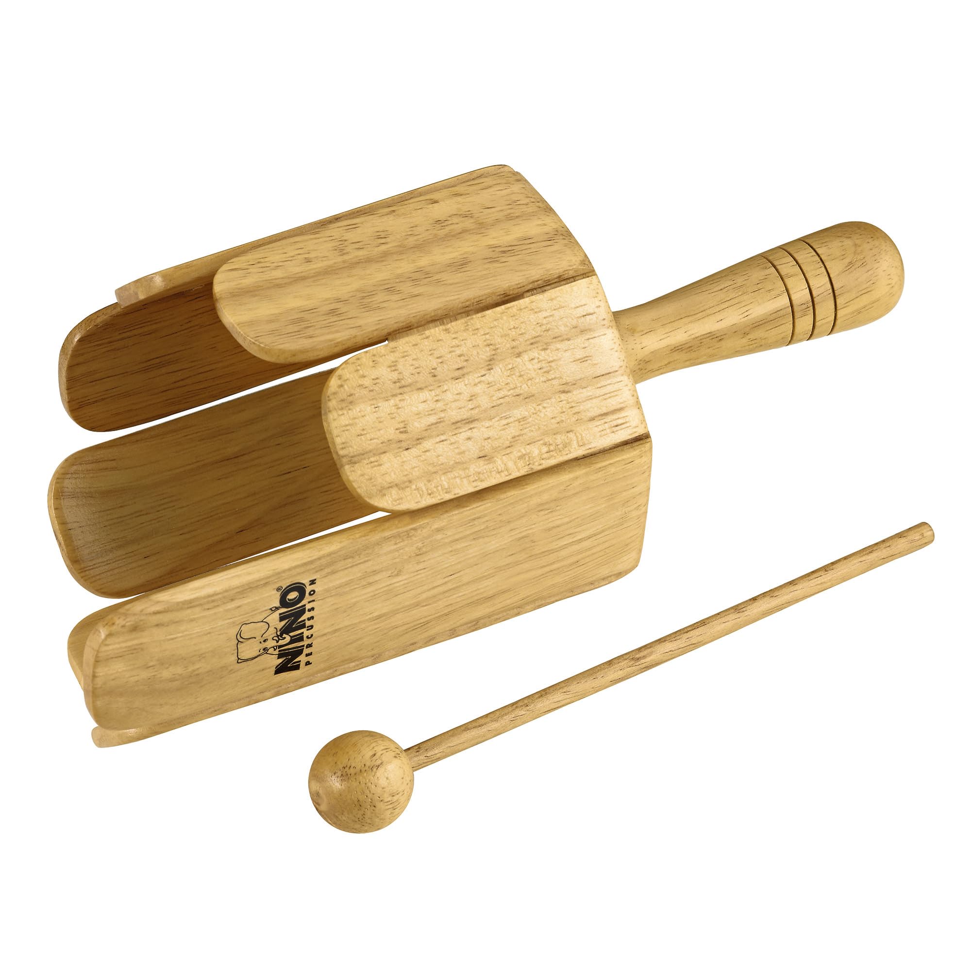 Nino Percussion Wood Stirring Drum - Large Musical Instrument for Children from 4 Years - Incl. Wooden Mallet - Siam Oak, Natural (NINO556)