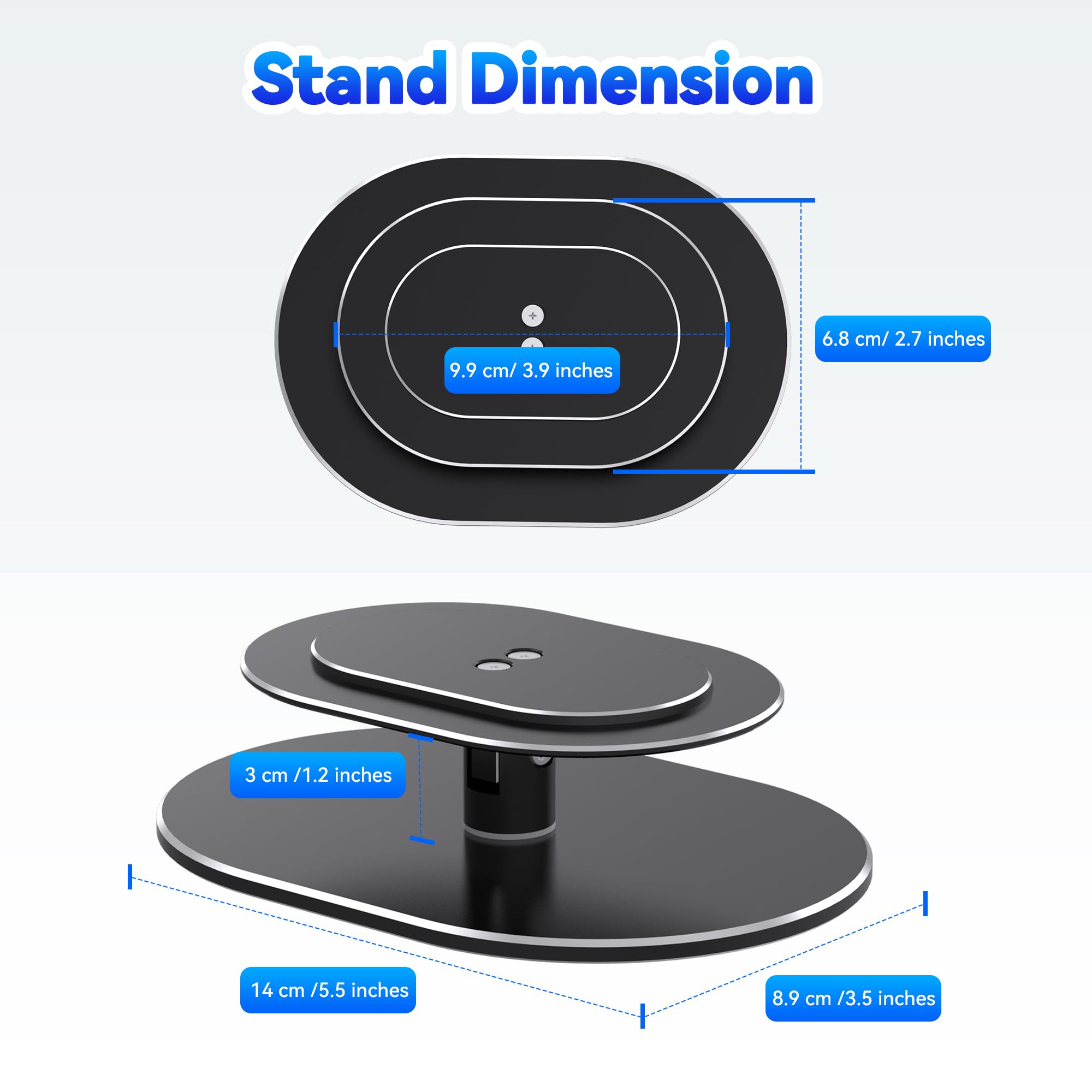 Mount - Versatile Aluminum Alloy Stand For Show 8/Show11 (2025 Release),360-Degree Rotation, Anti-Slip Table Stand Without Blocking Audio,Easy Installation for Desktop,Space Saving（Black） — view 4