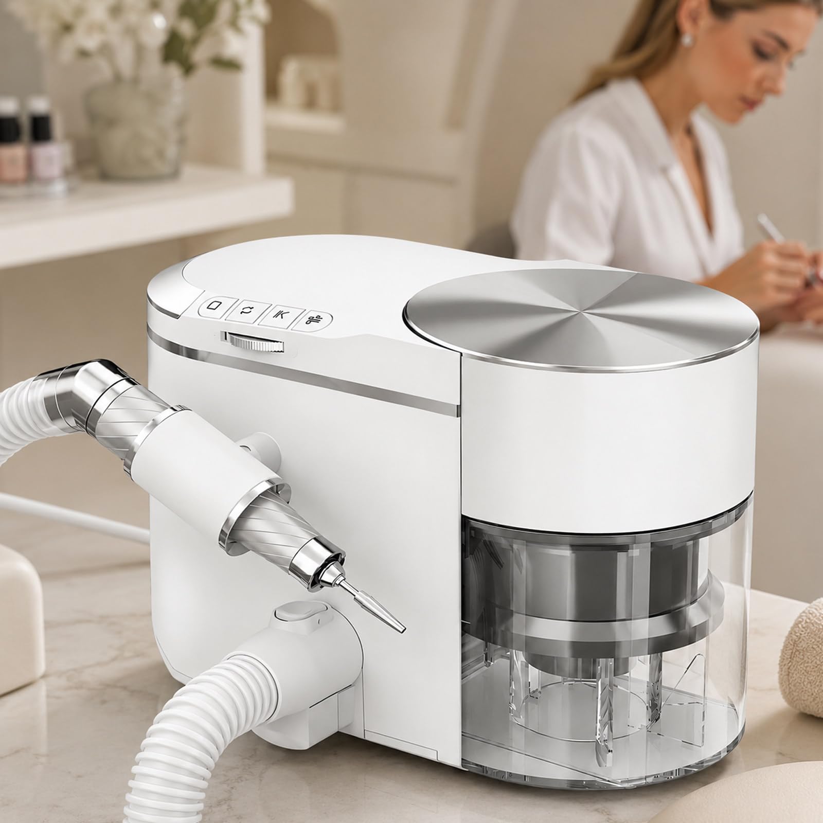 Colector de Polvo Y Taladro de UñAs EléCtrico, Motor Sin Escobillas de 35000 RPM, Ultra Silencioso de 68 Db, SuccióN Durante El Limado, para UñAs AcríLicas, de Gel Y Pedicura