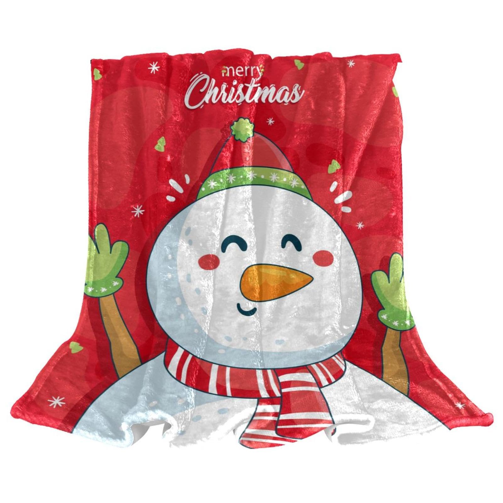 Couverture polaire plaid doux bonhomme de neige pour canapé et lit