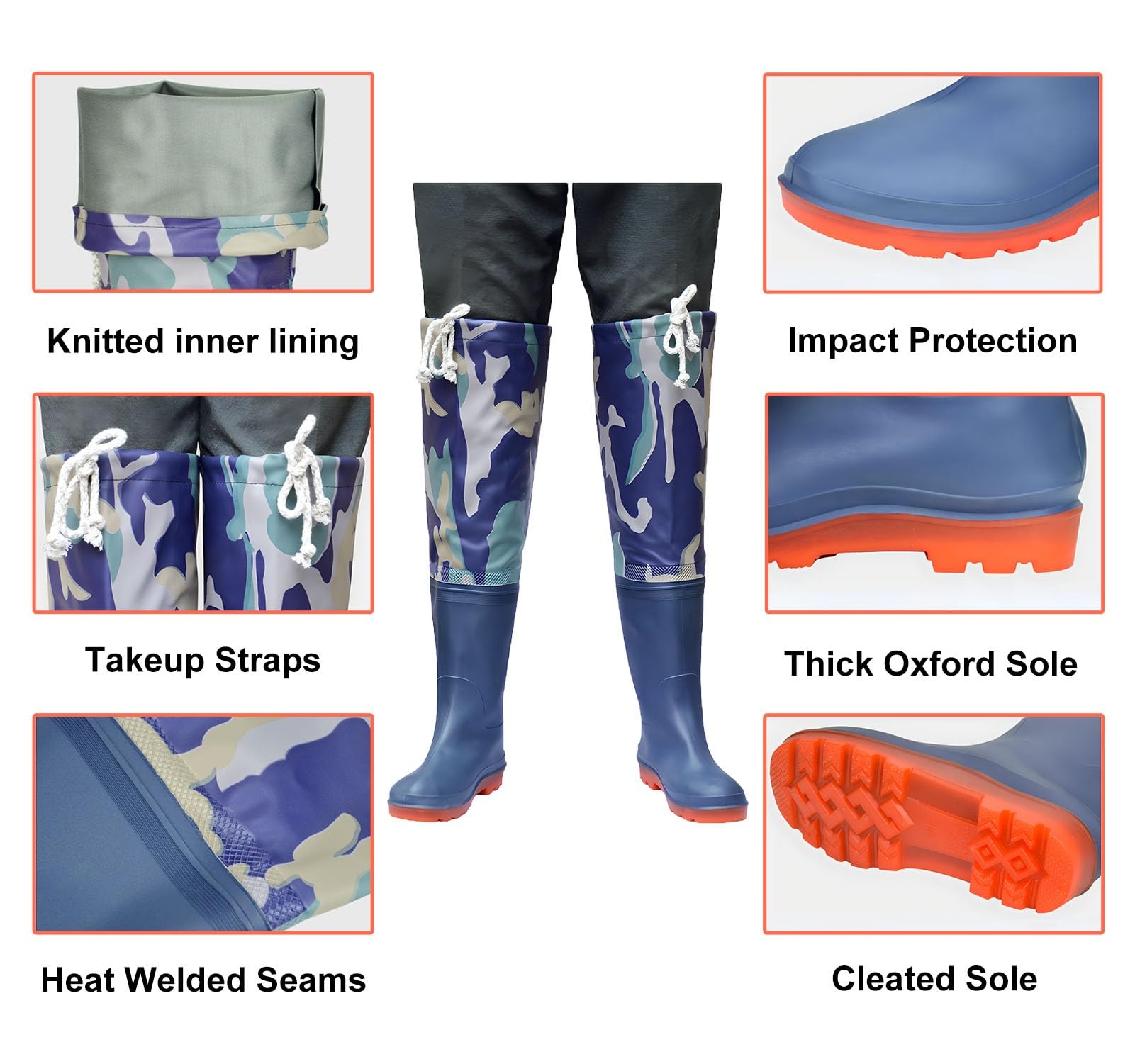 Waders hip Robusti Stivali da Pesca In PVC, Stivali da Pesca Mimetici Impermeabili da Uomo Adatti Alla Forma del Piede, Per La Caccia E La Pesca Nelle Paludi