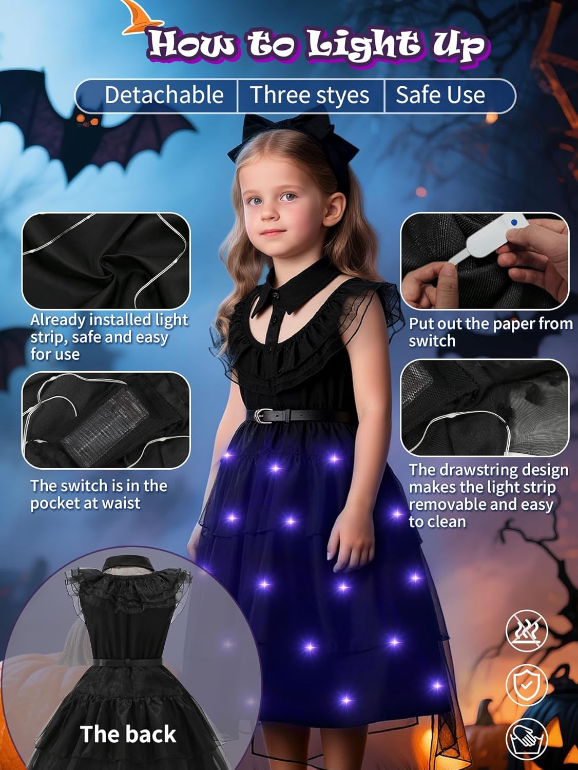 Princess Dress up for Girls Blue Costume for Kids Deluxe Fancy Dresses Halloween Birthday Party Carnival Outfit - Image 2