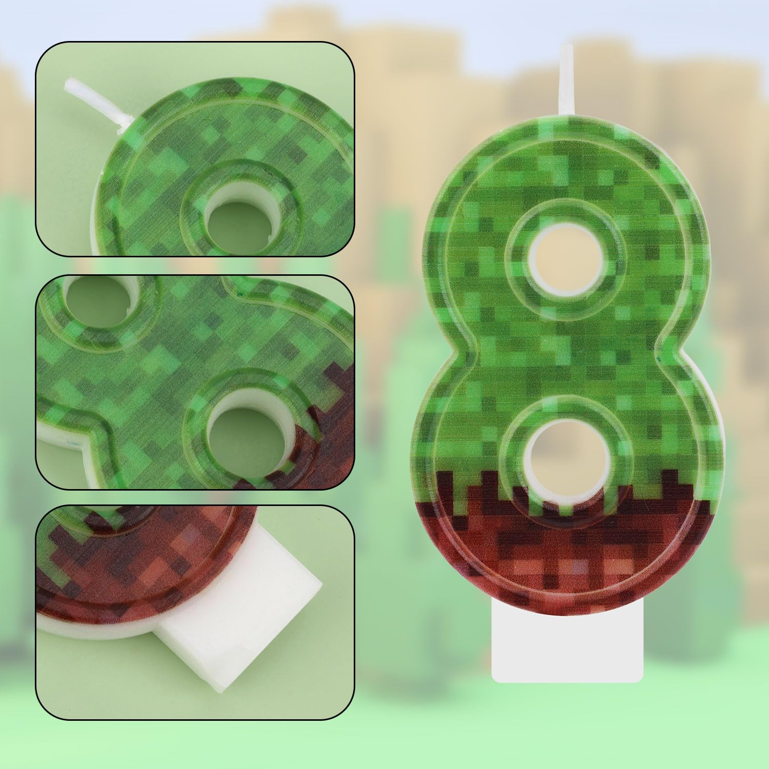 Candela Di Compleanno Numerica Numero 8 – Verde Marrone In Paraffina Con Piedistallo, Decorazione Per Torte Fai Da Te