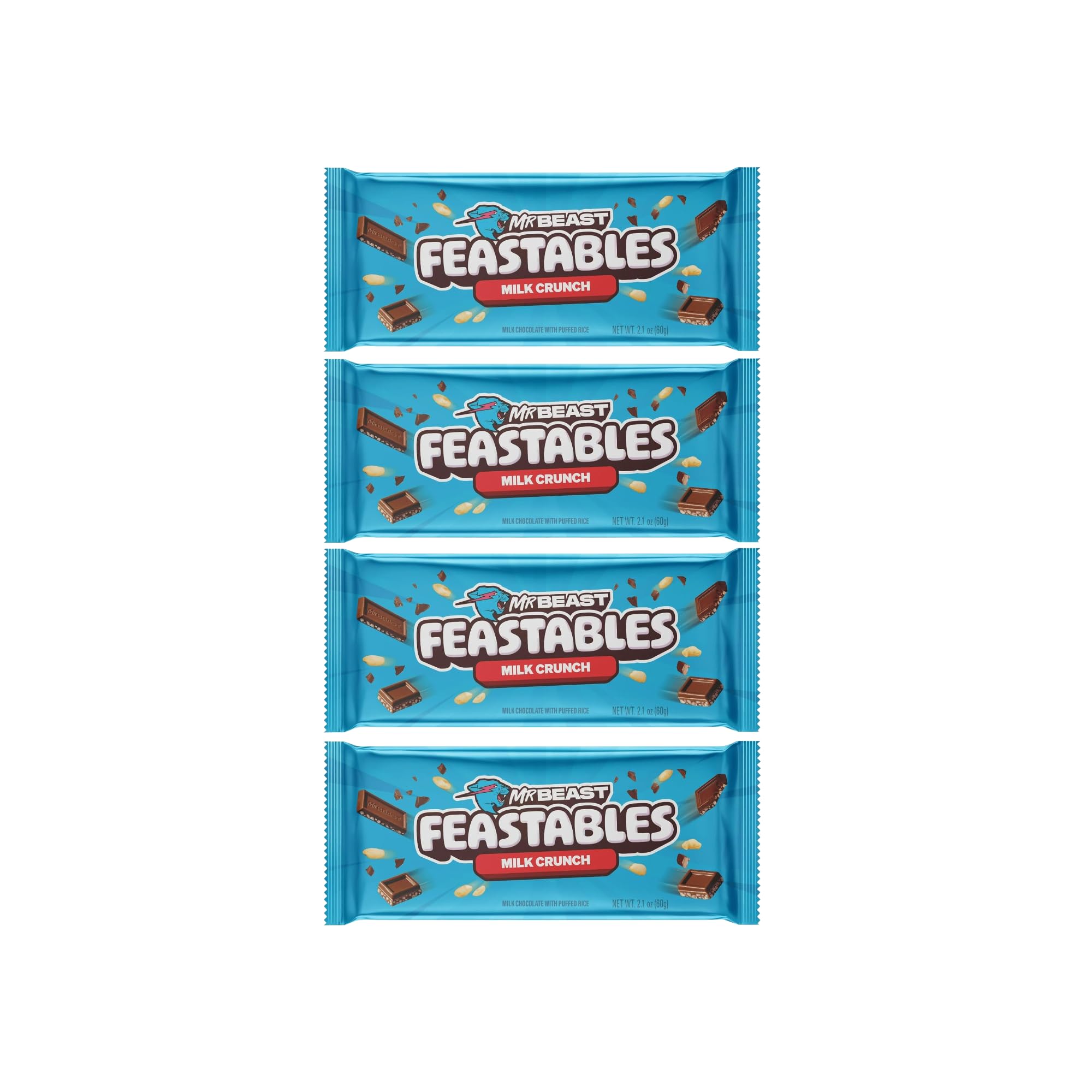 Mr Beast Feastable Chocolate Bundle - x4 60g Mr Beast Feastable Crunch Chocolate Bars