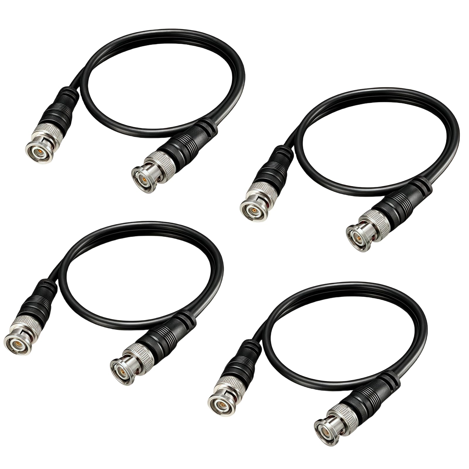 4-Pack BNC Male to Male Coaxial Extension Cable (1.6ft) - 75 Ohm Cable with 50 Ohm BNC Connectors for CCTV, HD SDI, Broadcast & Home Theater