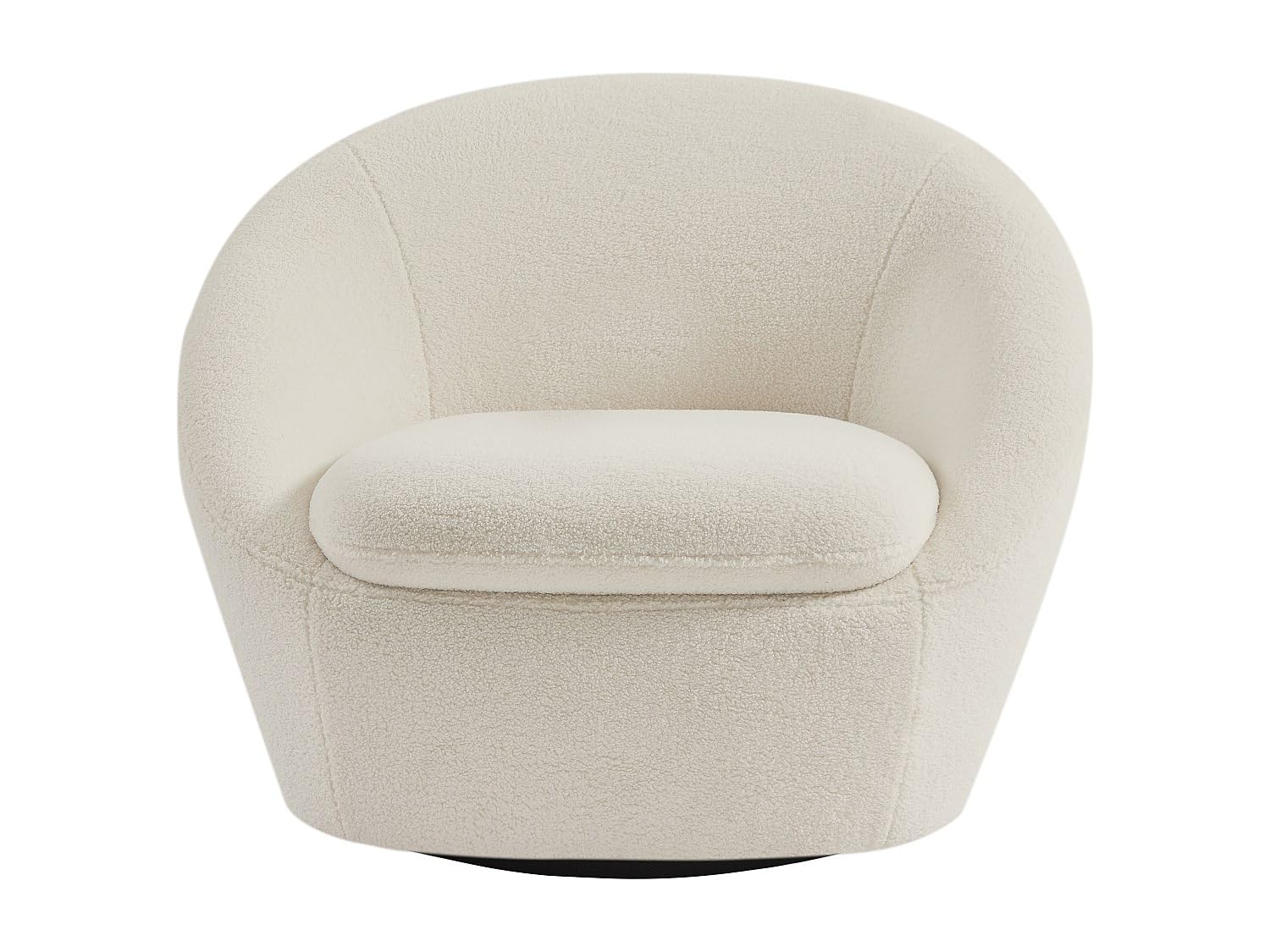 Vente-unique - Fauteuil pivotant Arrondi en Tissu Bouclette Blanc LACARA