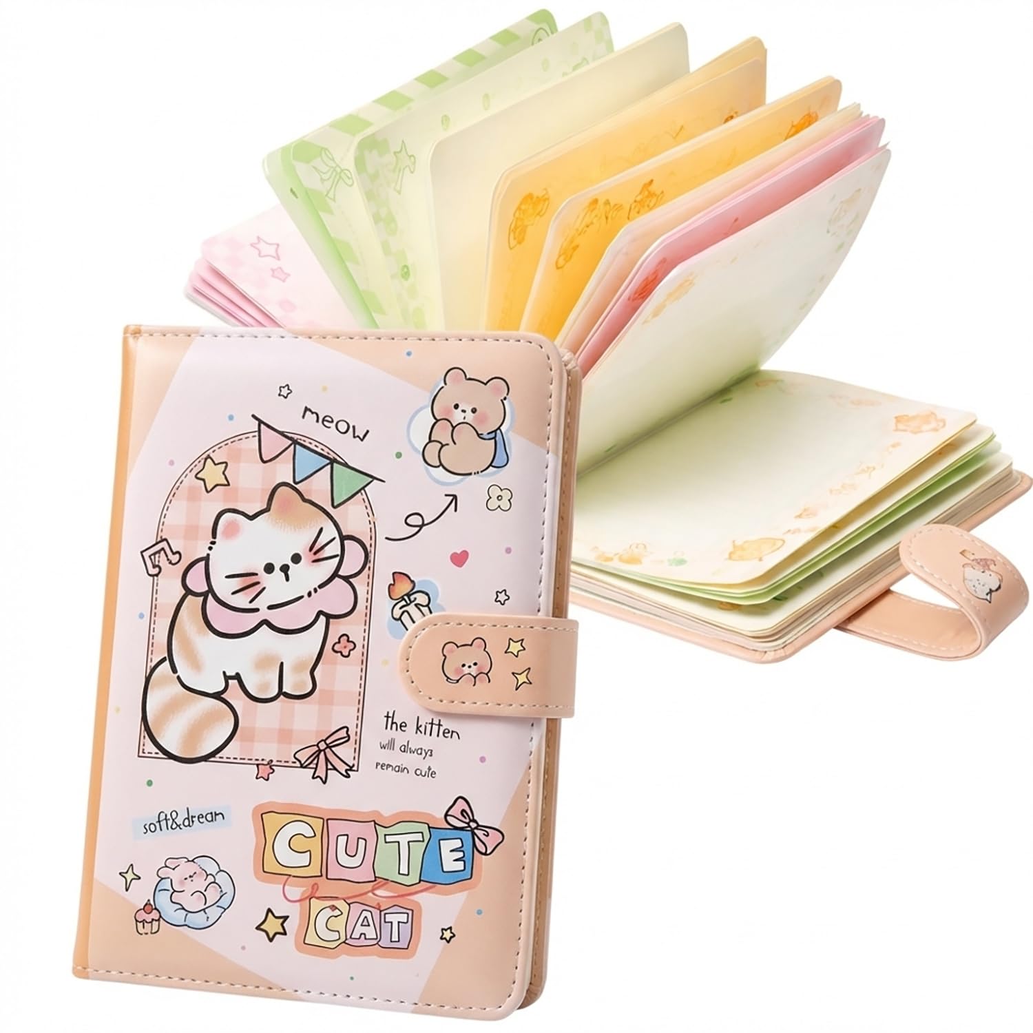FunBlast Kawaii 3D PU Leather Diary, Notebook Color Pages Diary with Magnetic Strap Lock, Journal Diary for Girls, Diary Set Notebooks for Girls, Size A5 (224 Pages) (Print May Vary) (Beige)-picture-24
