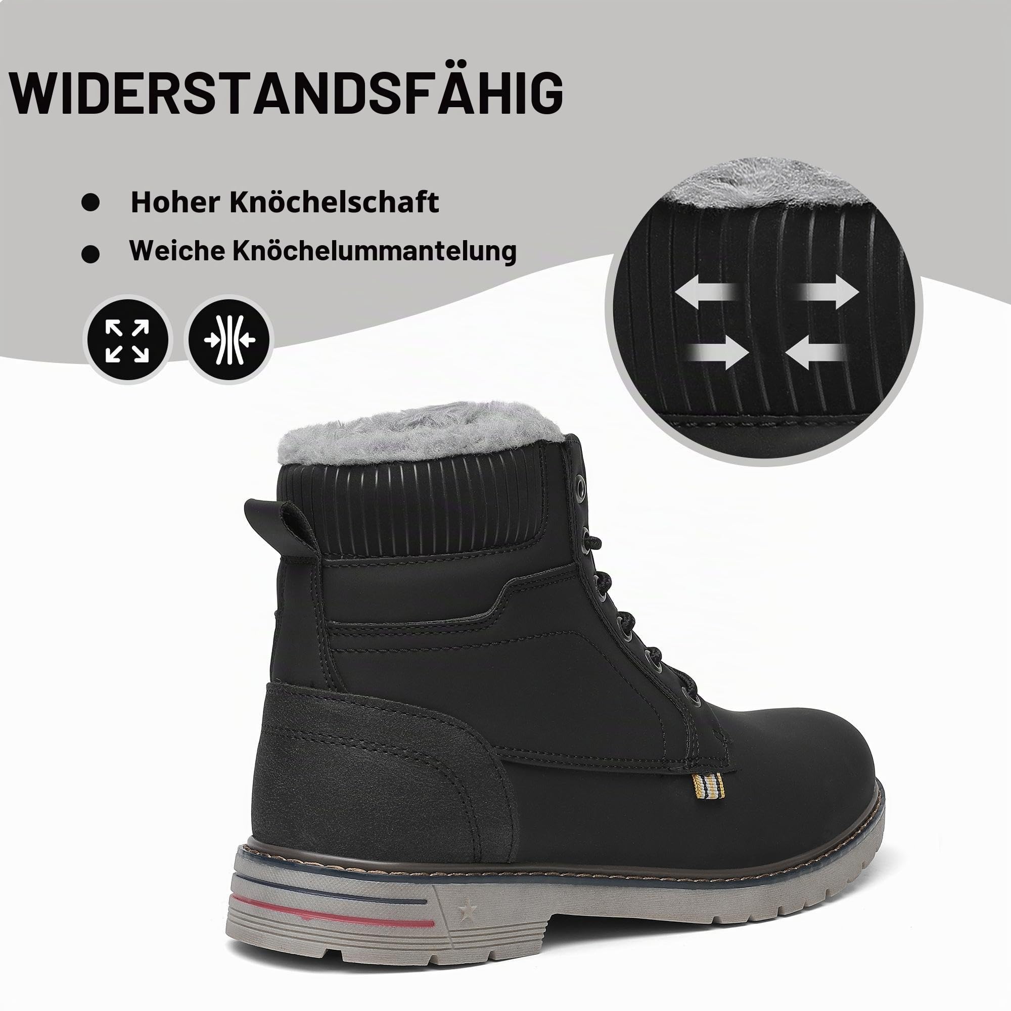 Mishansha Herren Winterschuhe Warme Gefüttert Damen Winterstiefel Wasserabweisend Wanderschuhe Boots