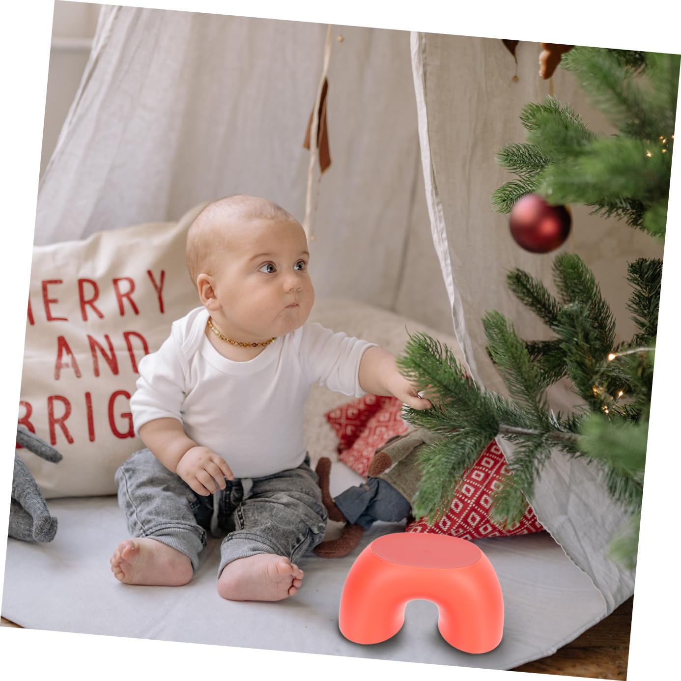 PRETYZOOM Taburete Arcoíris Anular para Niños, Pequeño, PP Rojo, 1