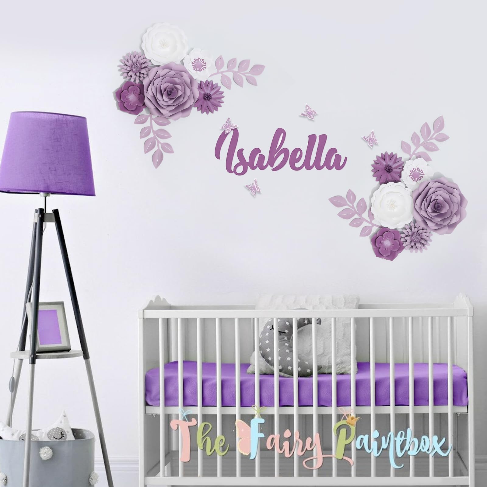 Mverse Fiori di carta decorativi per parete, bouquet gigante 3D di fiori artificiali fatti a mano con foglie e farfalle, elegante decorazione per asilo nido, sfondo per feste, decorazioni per baby