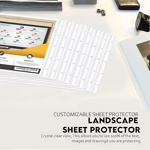 Miniatura 3 de PERFORMORE Paquete de 25 protectores pesados de hojas de paisaje de 8.5 x 14 pulgadas, fundas de papel legal, calidad de archivo transparente,