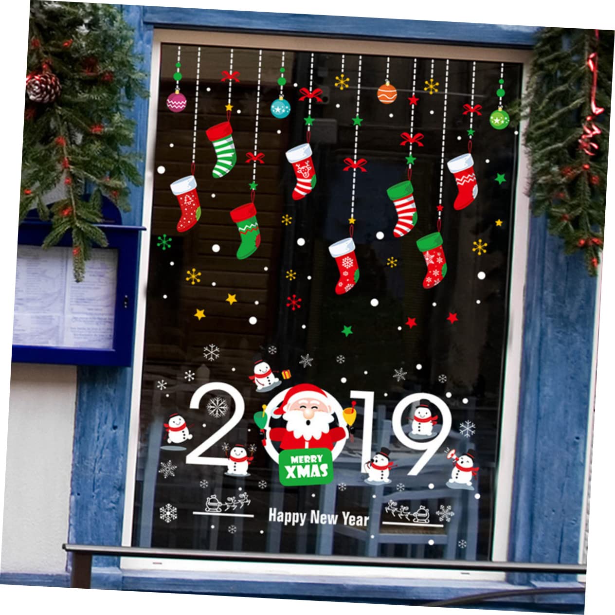 ABOOFAN 5st Weihnachtsaufkleber Weihnachtsfenster Fensteraufkleber Weihnachtssocke Weihnachtsdekorationen Winter-aufkleber Schneeflocken Fenster Haftet Christbaumschmuck Wandaufkleber Pvc