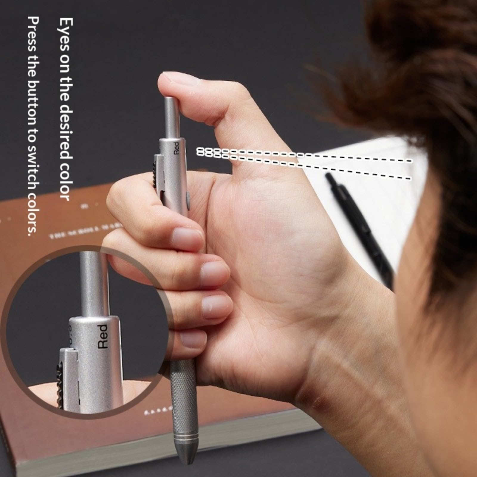 4 in 1 penna del sensore di gravità, strumento di scrittura metallico multifunzionale, 3 colori a sfera & matita meccanica 0,5 mm, ritirabile per ufficio e scuola
