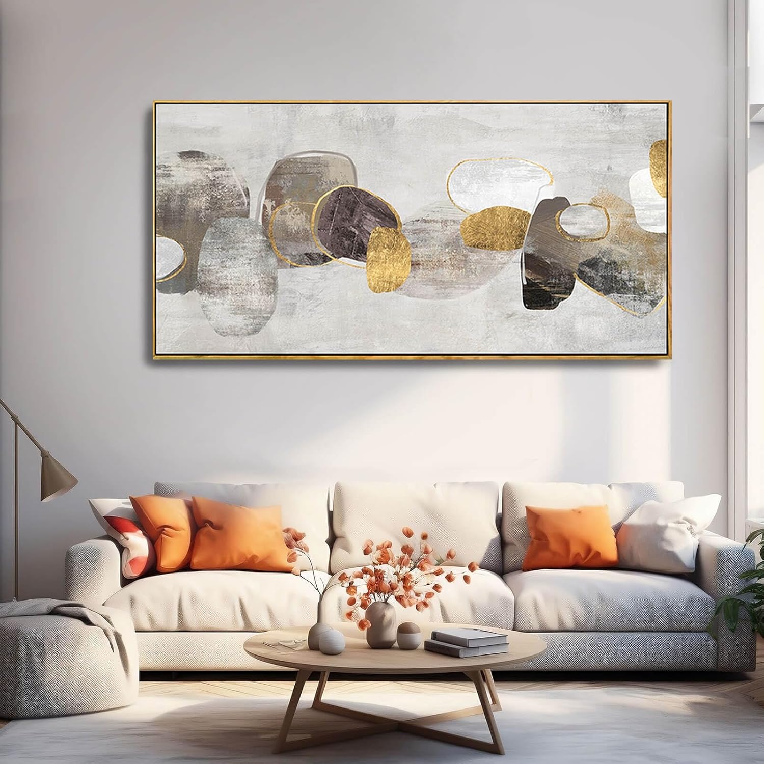 SDYA Gray Abstract Wall Art Decor 30x60 Inch Large Gold Wall Art Modern Artwork for Living Room Bedroom Office Wall Accents - Image 2