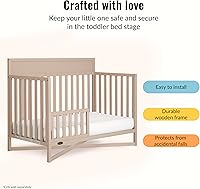 Vista 3 de Dream On Me baranda convertible para cuna de bebé con protección para niños, Mantequilla de Almendra