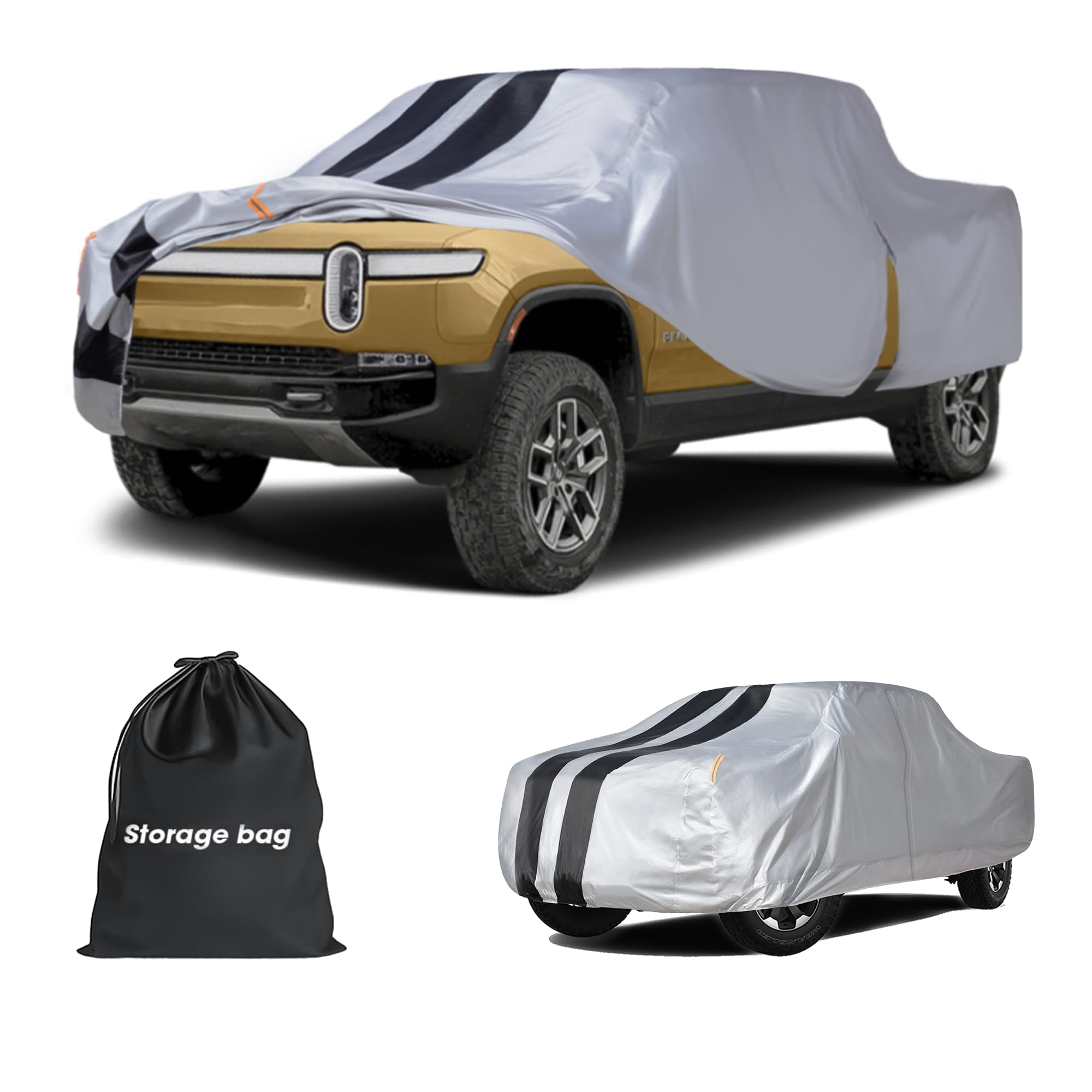 Photo 1 of Rivian R1T Truck Cover Custom Fit 2021-2026 Crew Cab Short Bed(4.5') with Door Zipper, 10 Layers Outdoor Heavy Pickup Truck Cover Waterproof All Weather, Wind Dust Sun Protector.