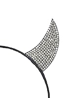 Vista 2 de Diadema de cuernos de diablo de diamantes cuernos de diablo brillantes diadema de cuernos de diablo cosplay orejas de diablos brillantes accesorios