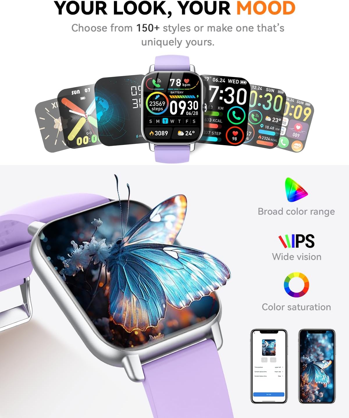 Smart Watches for Men Women(Answer/Make Call),1.85 inch HD Fitness Tracker Watch with Activity Counter/Sleep Monitor/ 110+ Sports Modes,IP68 Waterproof Smart Watch for Android iPhone iOS Compatible - Image 5