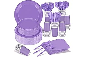 TWOWYHI 228PCS Lavender Party Supplies Set