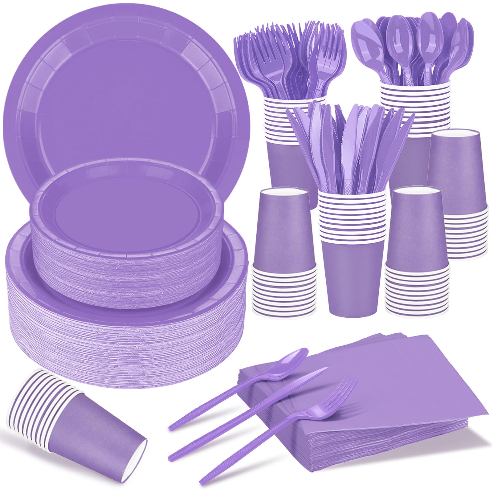 TWOWYHI 228PCS Lavender Party Supplies Set