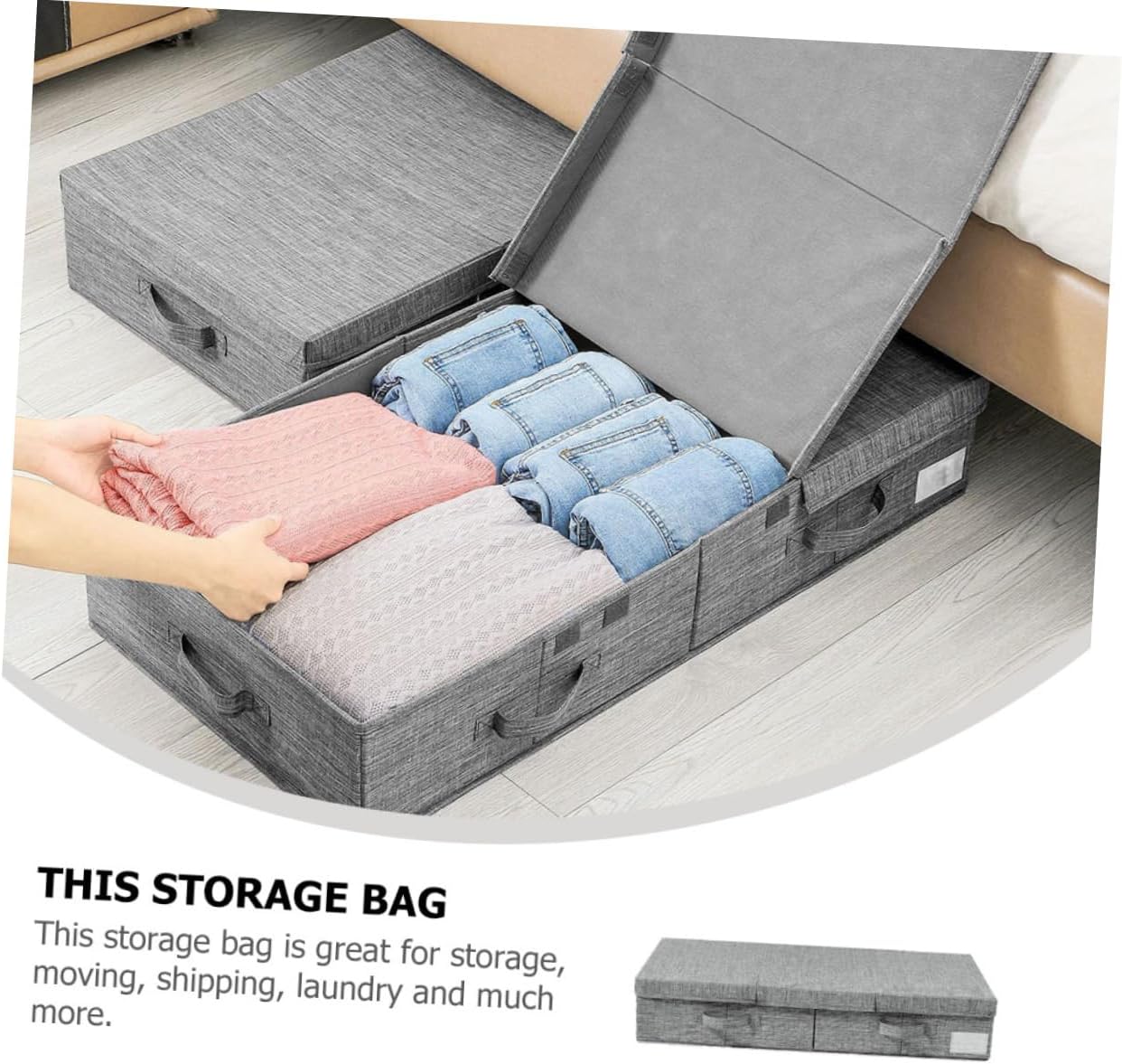 Ciieeo Bed Storage Organizer Foldable Clothes Storage Box Multi-functional Sundries Container Clamshell Design Sturdy Fabric Space Saver for Bedroom Closet and Dormitory