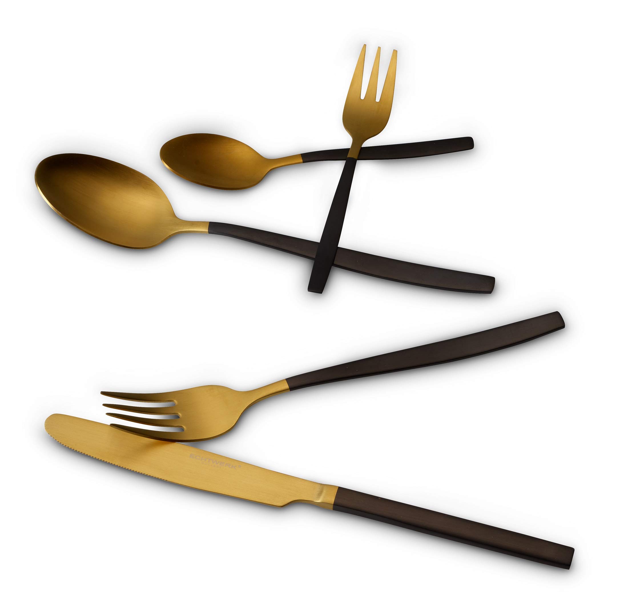 ECHTWERK Tafelbesteck Positano Due-Gold/Black Edition, 30-teilig, für 6 Personen, Messer aus Klingenstahl, inkl. Präsentschachtel, 18/10 Stahl