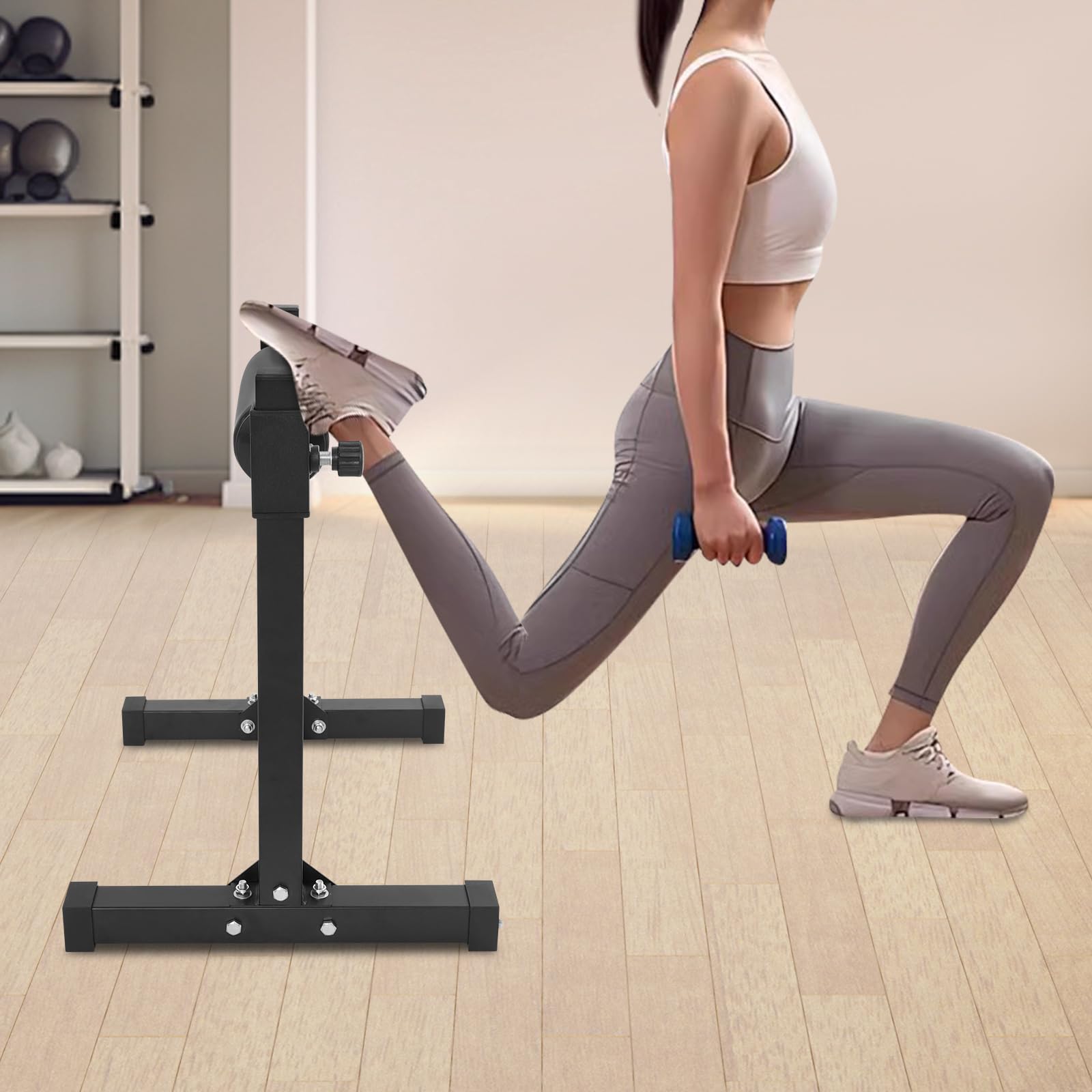 Support de squat, réglable, 9 niveaux, capacité de charge 200 kg, support bulgare divisé, 612 x 567 x 673 mm, noir