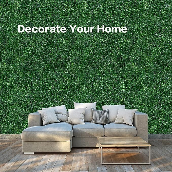Image of Dekorly Plastic Artificial Grass Wall Panels | Indoor Outdoor Decoration | Garden, Floor, Balcony Home Decoration | Vertical Garden Artificial Wall Plants (58cm x 40cm, Set of 2), Green