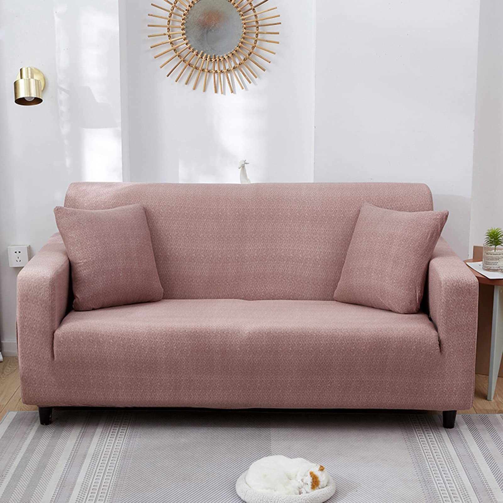 Housse de canapé extensible rose 2 places | Protection chic de salon
